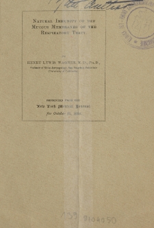 Natural immunity of the mucous membranes of the respiratory tract