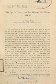 Beiträge zur Lehre von den Reflexen im Rückenmarke