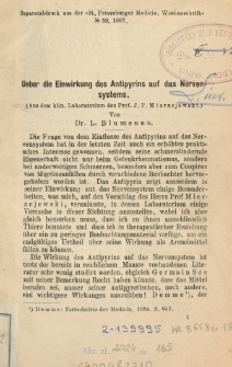 Ueber die Einwirkung des Antipyrins auf das Nervensystems
