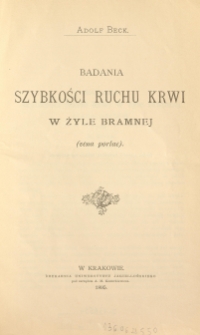 Badania szybkości ruchu krwi w żyle bramnej (vena portae)